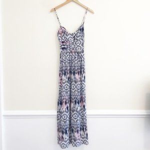 Amanda Uprichard Blue, White & Pink Printed Maxi Dress